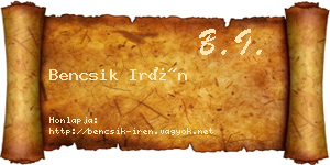 Bencsik Irén névjegykártya